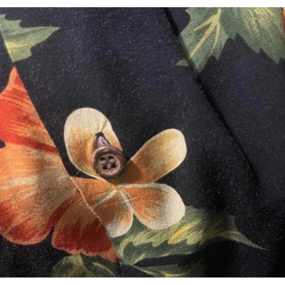reyn spooner Kids Black Hawaiian Shirt with Blue, Yellow & Orange Floral Print